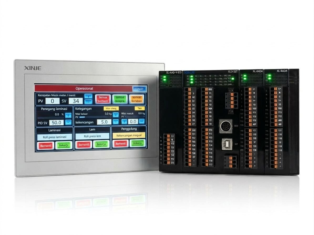 Sistem Kontrol Mesin Laminasi Otomatis | PLC & HMI